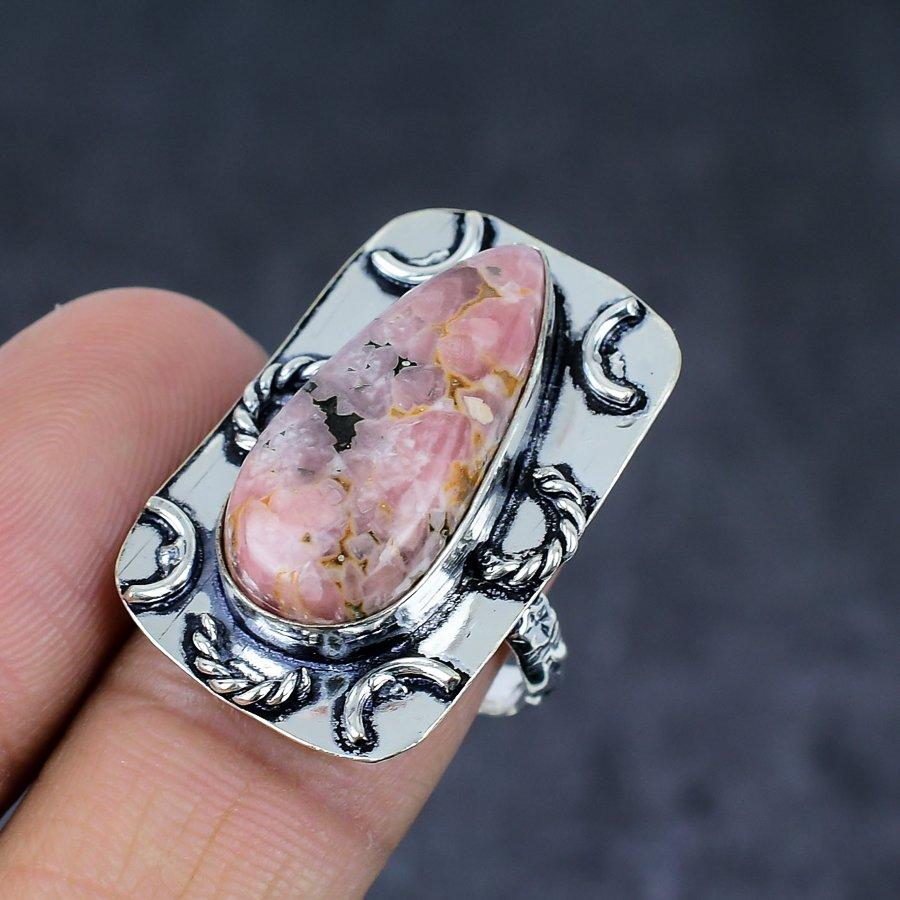 Rhodonite Gemstone 925 Sterling Silver Jewelry Ring Size 9