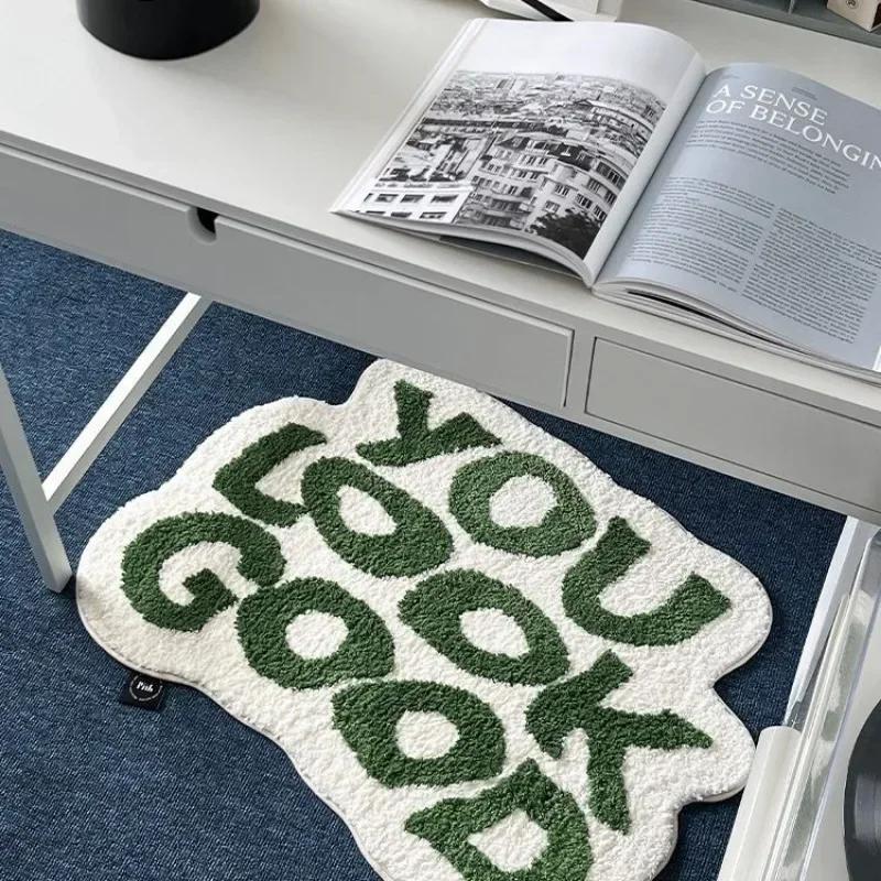 Letters Bedside Mat Soft Plushy Carpet Message Bathroom Area Floor Pad Kids Bedroom Doormat Aesthetic Home Room Decor Rug