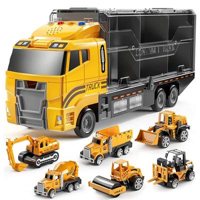 Children Transportation Engineering Truck Set Equipped With 6 Small Engineering Vehicle Toys Cars Suitable Gift For Children