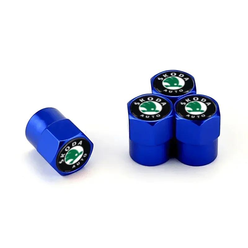 4pcs Car Tyre Wheel Stem Air Valve Caps for Skoda Octavia A7 Superb 2 Fabia Rapid Yeti Kodiaq Kamiq Metal Tire Cover Accessories