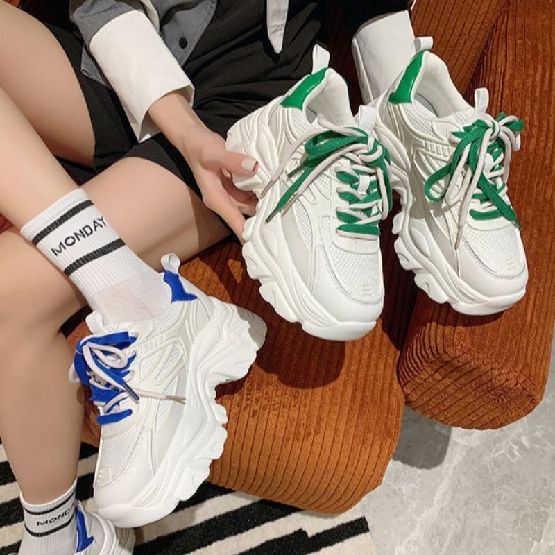 2025 New Women's Fashion Sneakers Summer Tennis Breathable Thick Bottom Casual Running Shoes Comforts Increased Vulcanized Shoes