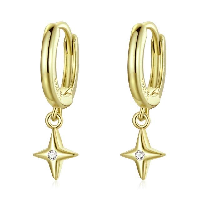 New 925 Sterling Silver Starburst Butterfly Studs Earrings Simple Plated Gold Earrings For Women Fashion Silver Jewelry