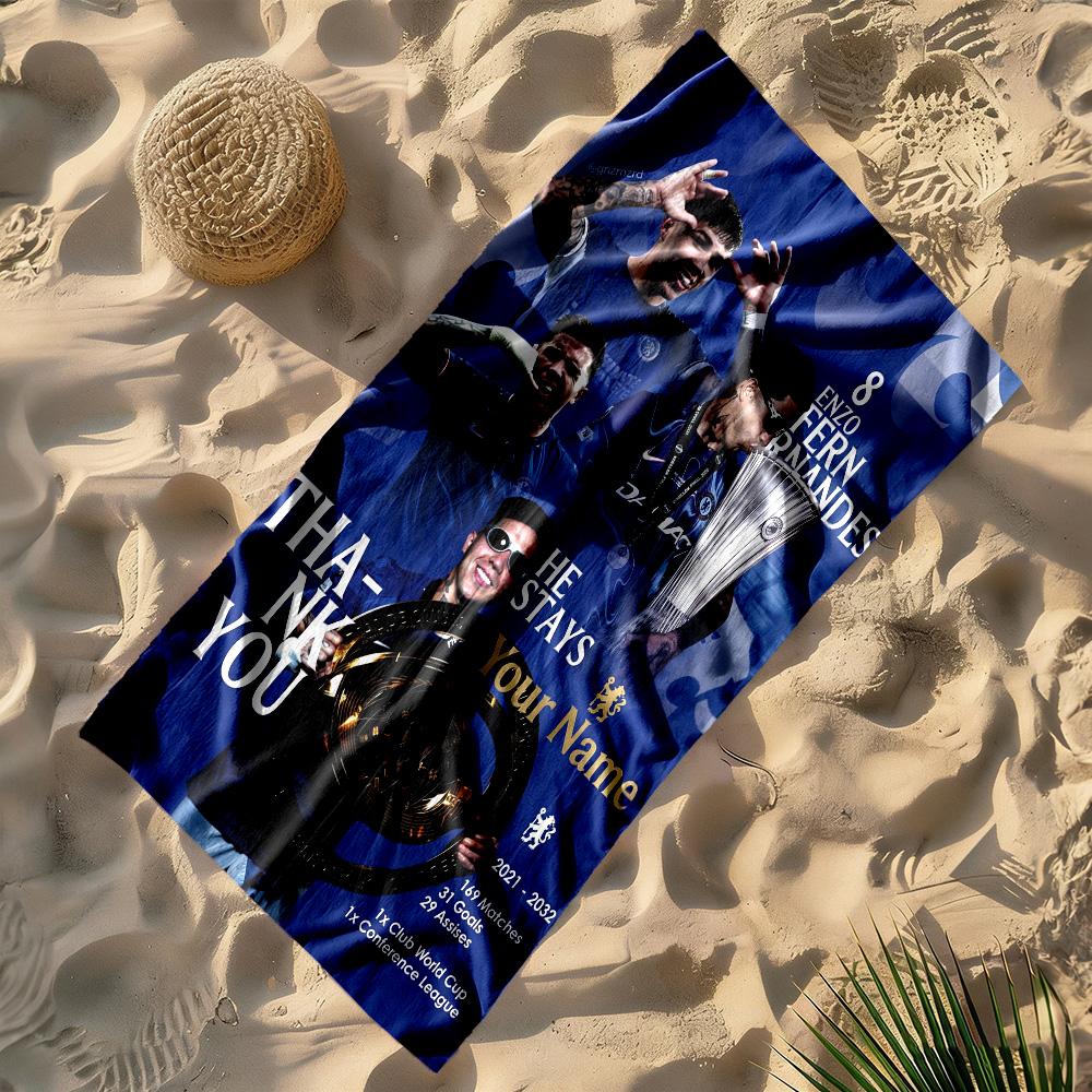 Chelsea Fc Football Player Customize Your Name Beach Towel Super Soft Microfiber Quickdry Fabric Suitable for Swimming Gym Camping Yoga Vacation