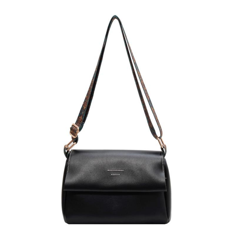 Retro women's bags, new trendy high-quality textured shoulder bags, simple and versatile wide shoulder straps, crossbody solid color