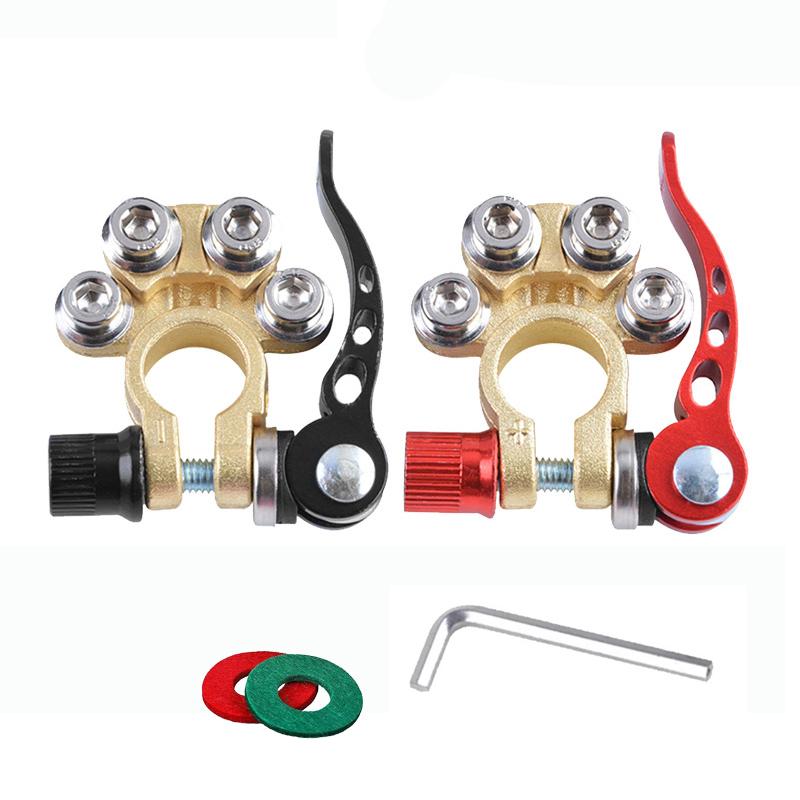 2 шт. Зажим из чистой меди, Клеммы аккумулятора автомобиля, Быстросъемные, Отсоединяемые, Клеммы аккумулятора 12 В 24 В, Соединение кабеля