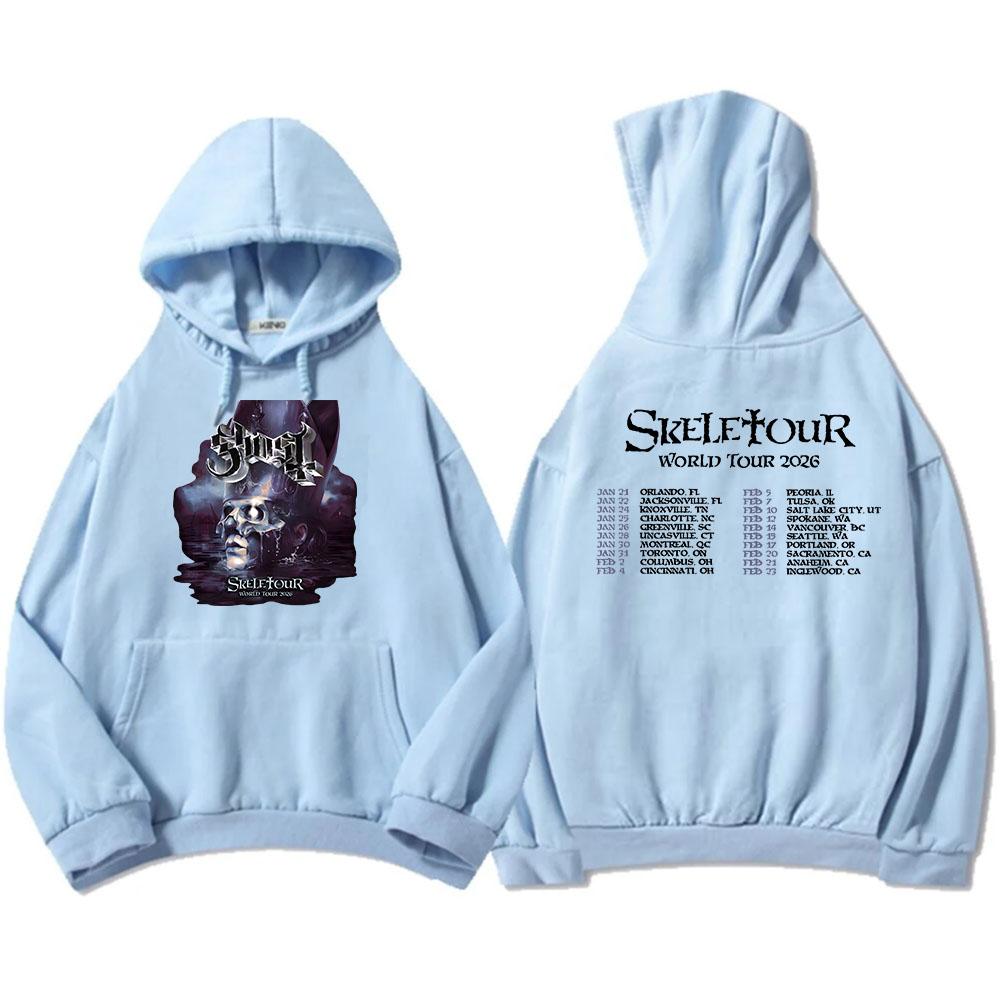 Ghost Skeletour World Tour 2026 Hoodies Rock Band Street Style Fashion Sweatshirts Winter Fleece Hooded Pullovers Men Women Tops