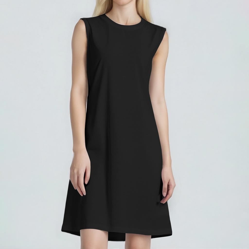 Women's Fashion Casual Color Round Neck Sleeveless Short Dress