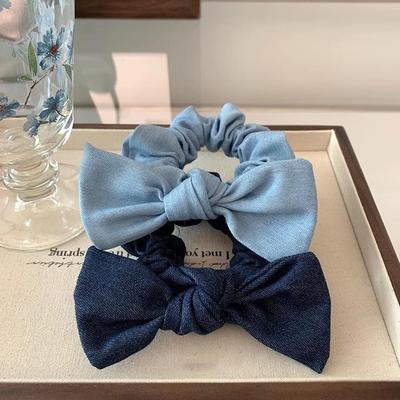 Denim Bow Hair Tie Blue Fabric Simple Versatile Korean New Scrunchie Fashion Hair Accessories
