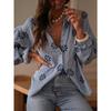 IHUASU Women's Fashion V-Neck Long Sleeve Casual Blouses & Shirts