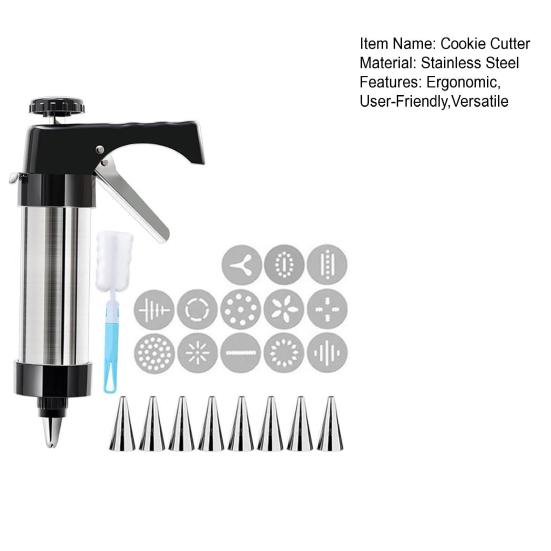 Keks-Presse Edelstahl Keks-Ausstecher-Set für Anfänger Keks-Teig-Extruder mit ergonomischem Griff