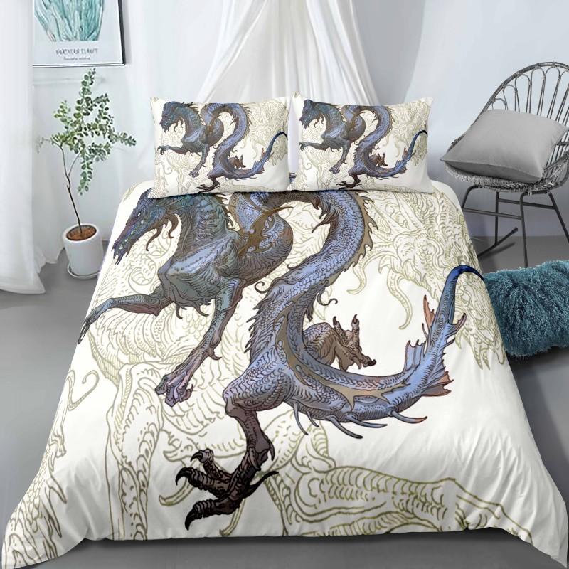 Dragon Duvet Cover King Queen Japanese Exotic Bedding Set Ancient Mythical Animal Comforter Cover 2/3pcs Polyester Quilt Cover