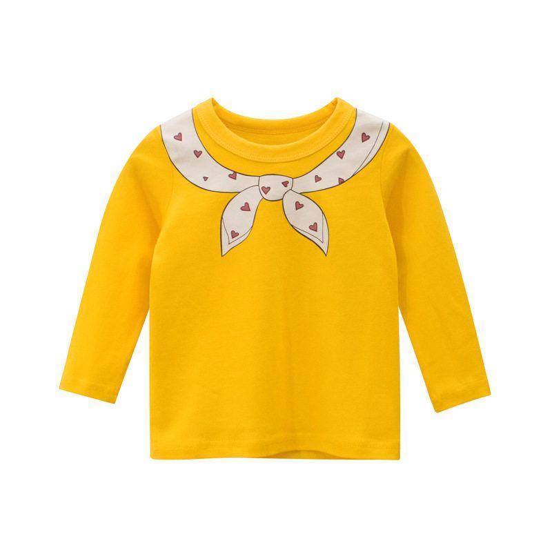 Brand Foreign Trade Children s Clothing 2026 Autumn New Girls  Base Shirt Baby Pure Cotton Long-Sleeve T-Shirt Children s Clothing Ins Ht307 Golden 90