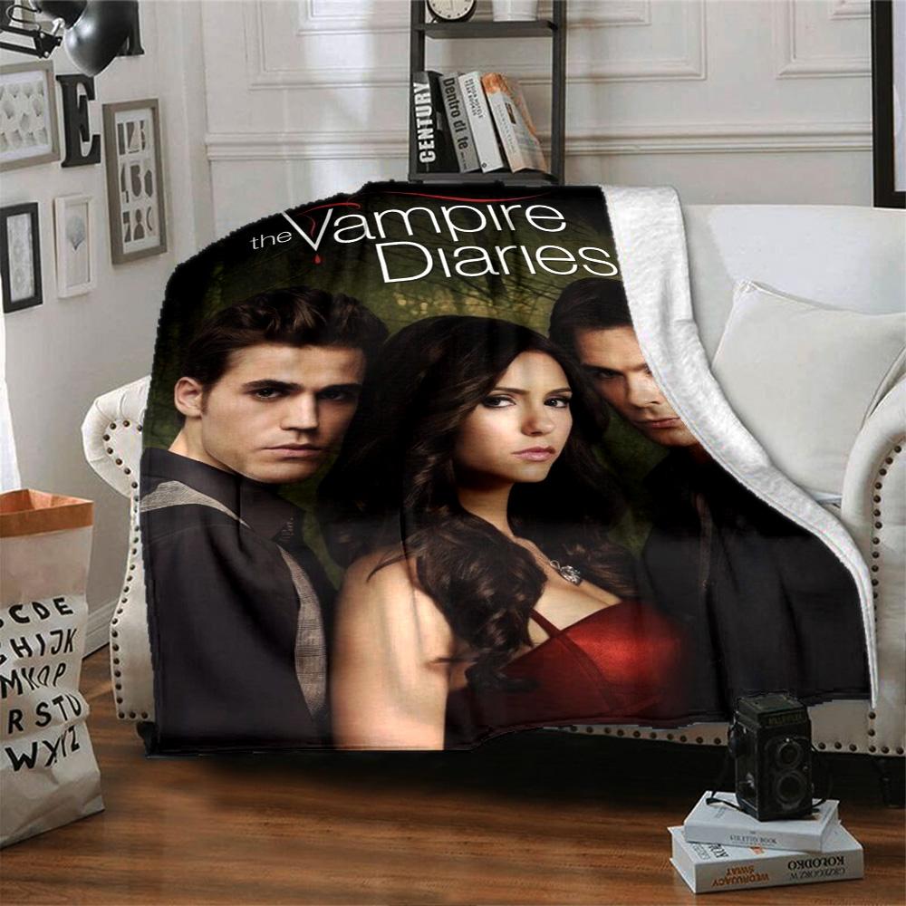 Vampire Diaries TV Show Poster Print Flannel Blanket Soft Warm Throw Blanket Pop Culture Fan Home Decor for Sofa Bedroom Travel