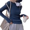 Women Sweater Turtleneck Long Sleeve Slim Fit Knitting Tops Solid Color Soft Elastic Fabric
