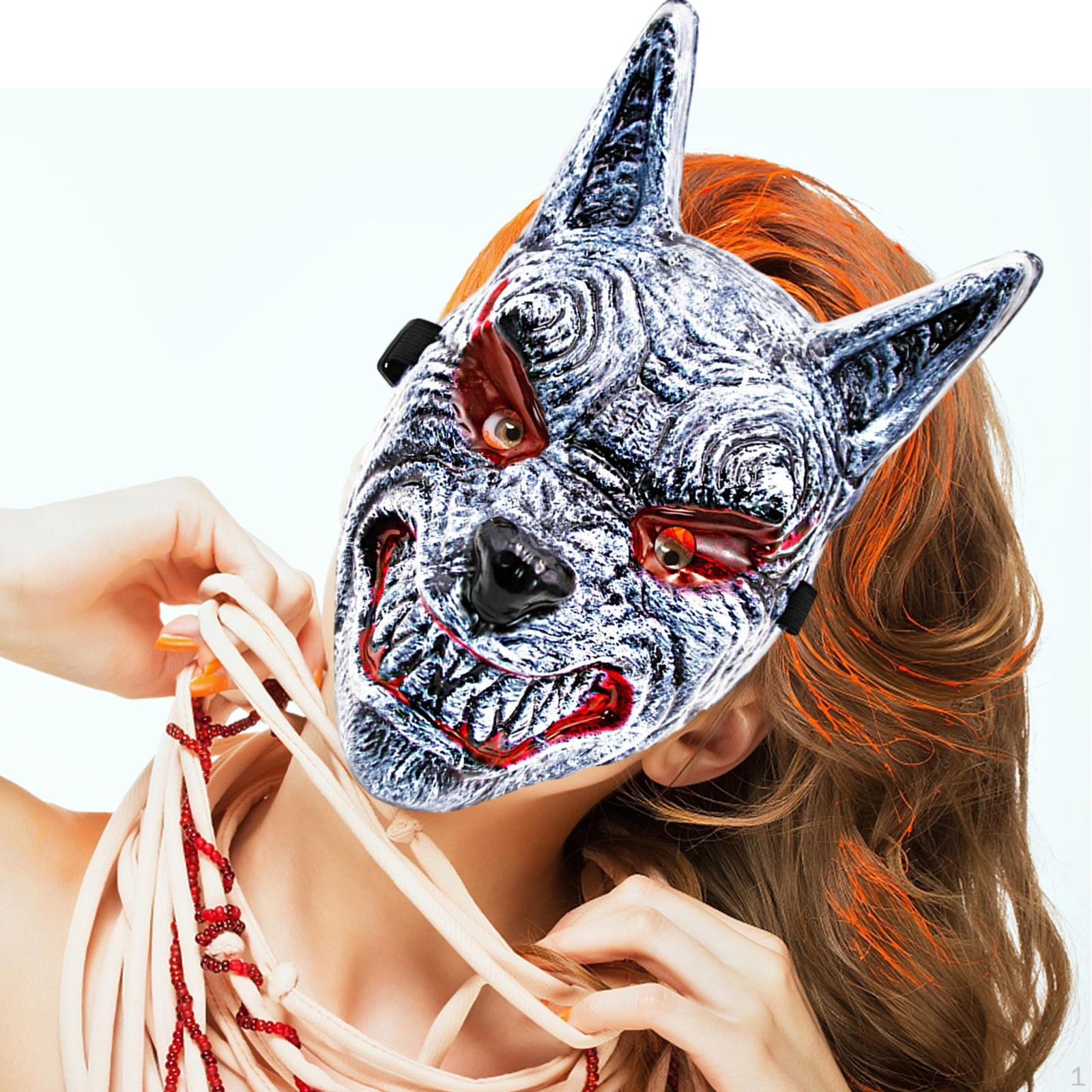 Halloween Cosplay Mask Masquerade Creepy Headgear Decorative Wolf Face for Fancy Dress