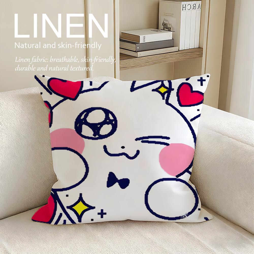 

Cute Bowtie Cat Cushion Cover Pillowcase Set Pcs x x Breathable Washable Sofa Cushion Cover 30X30cm
