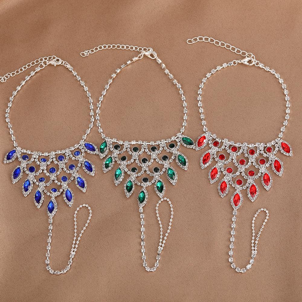 Rhinestone Bridal Hand & Foot Chain - Dual-Use Beach Jewelry