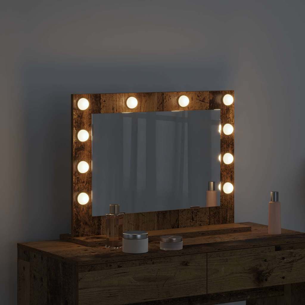Washbasin Mirror Right Angled Reclaimed Wood Look 60 x 45 x 18 cm