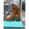 Autumn thick heel brown short boots women's side zipper high heel polished round head Martin boots one piece