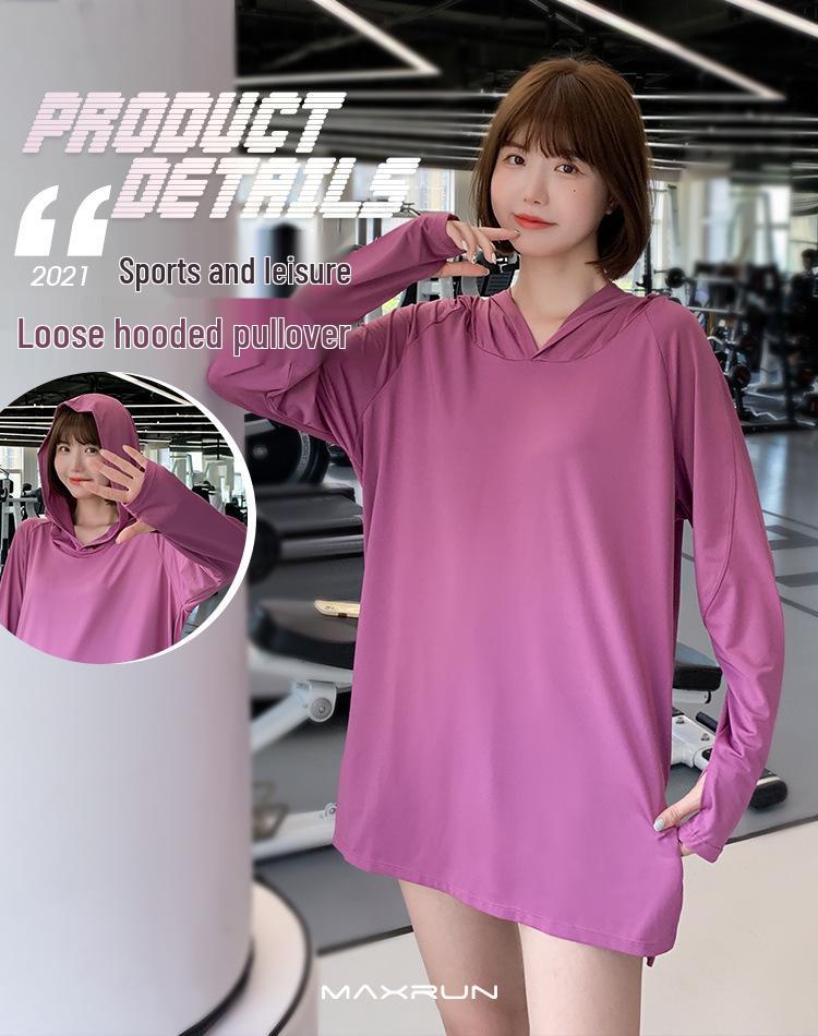 Plus Size Women's Hooded Yoga and Fitness Top - Loose Fit Running Blouse for Spring and Autumn