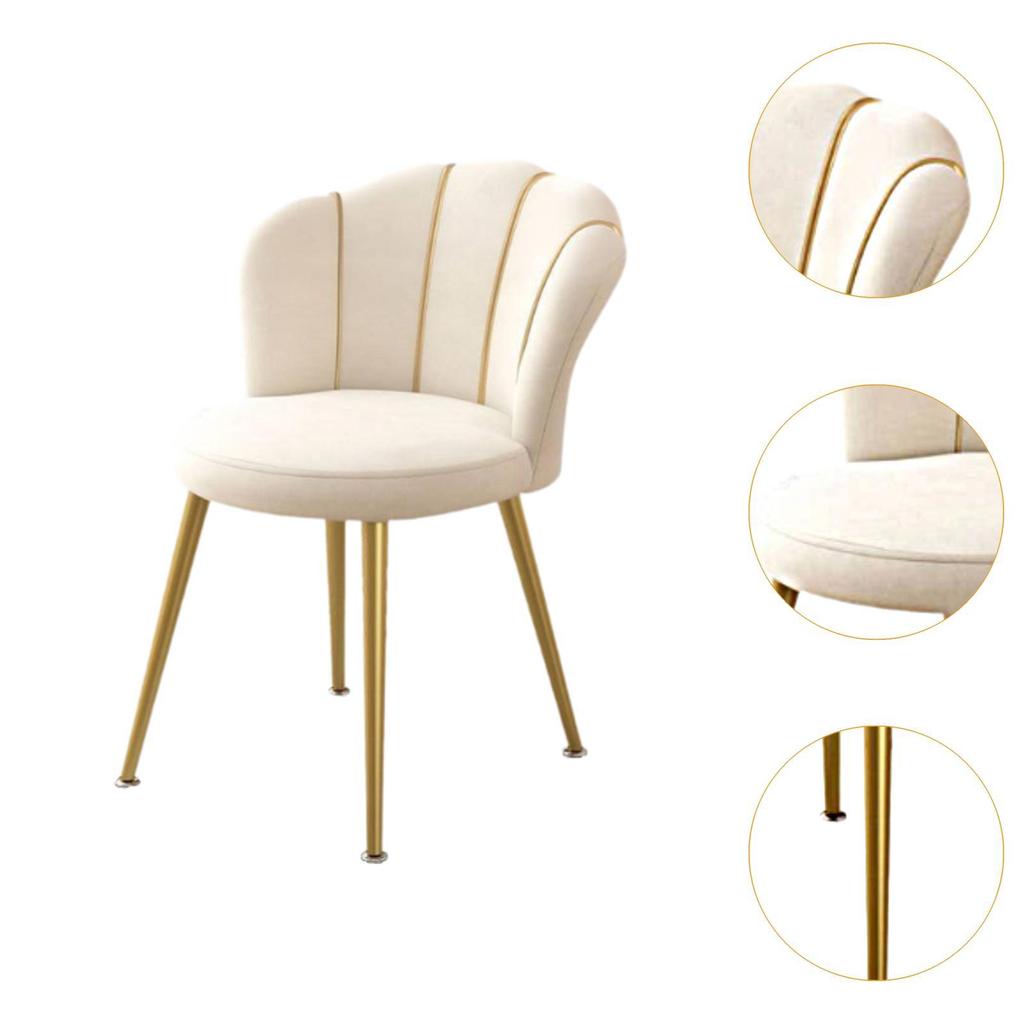 Vanity Chair Light Luxury Upholstered Seat for Beauty Salon Dining Room Cafe Beige