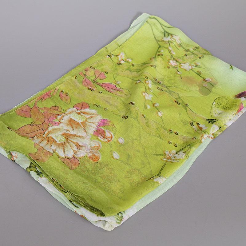 Frühlings Herbst Blumen Vogel Chiffonschal: Sonnenschutz Chinesischer Stil XQ06