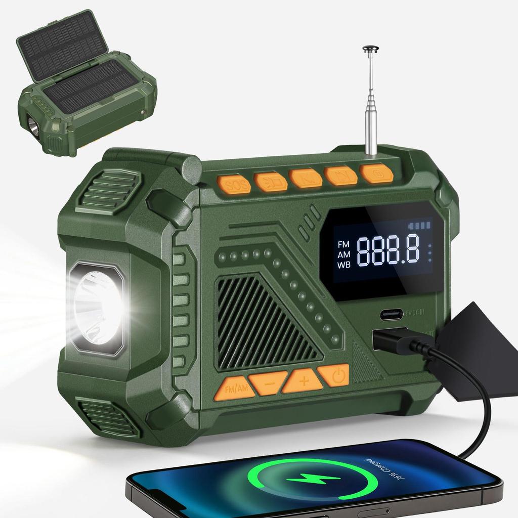 Solar-Powered Hand-Crank Radio with Emergency Power Bank and Multifunctional Capabilities