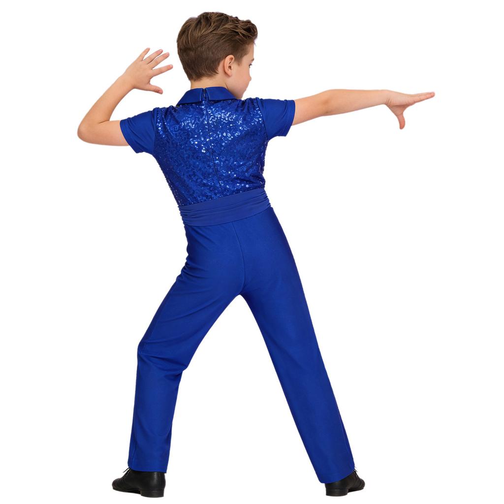 Trajes de patinaje artístico para niños Camisa de baile latino moderno para niños Body Leotardo Niños Salsa Tango Salón Solapa Mono Tops