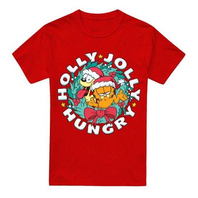 Garfield Unisex Adult Holly Jolly Hungry Odie Christmas T-Shirt