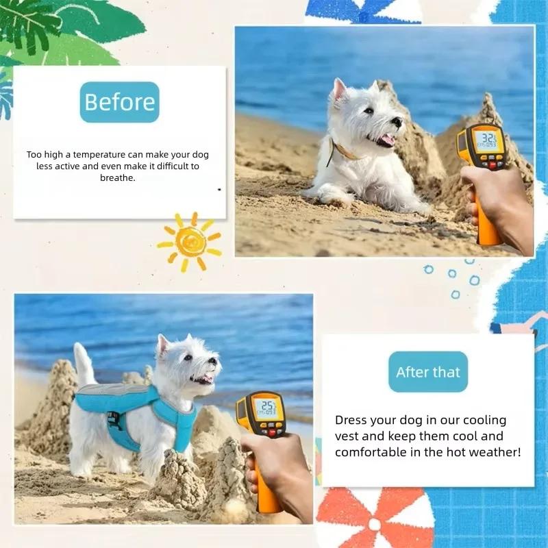 Dog Cooling Vest Harness Summer Breathable Pet Cooler Jacket Reflective Adjustable Mesh Sunstroke Prevention