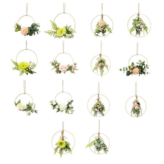 Artificial Flower Wreath, Sustainable Hanging Ornaments, with Elegant Flower Decorations for Bedroom Living Room Balcony Cafe Nursery