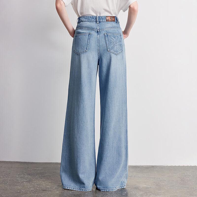 Chuyu JiaoDian Women's Floral Embroidered Wide-Leg Jeans