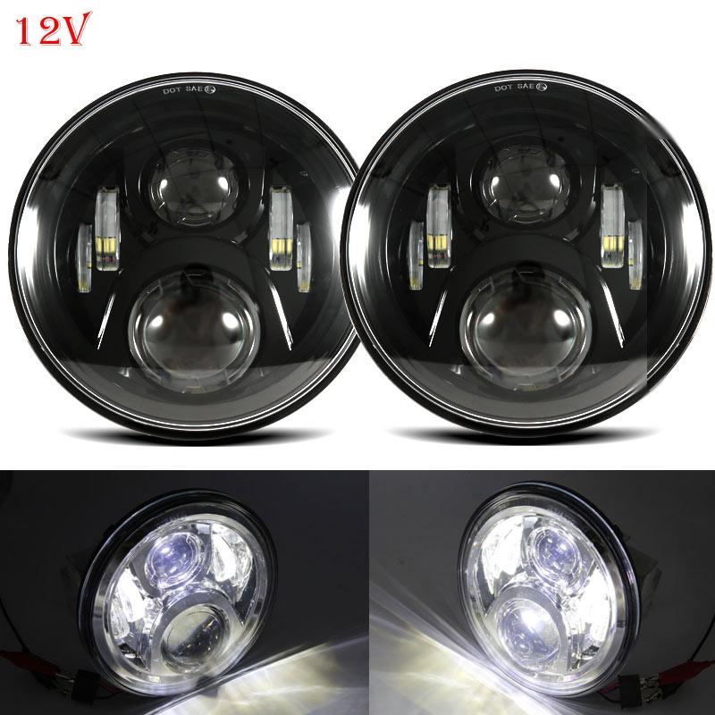 Universal 7 Inch Led Car Motorcycle Headlight DRL H4 Headlamp For Harley BMW Yamha Honda 7" Headlight