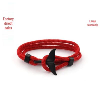 Ozean Serie Walflosse Armband - Mailänder Kordel mit rotem Seil für Geburtsjahr Paare