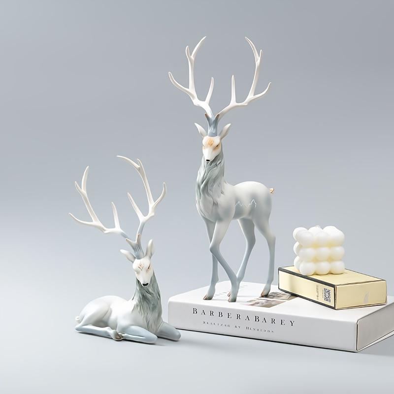 High End Deer Statue Reindeer Figurines Resin Sculpture For Living Room Luxury Home Decoration Nordic Tabletop Ornaments New