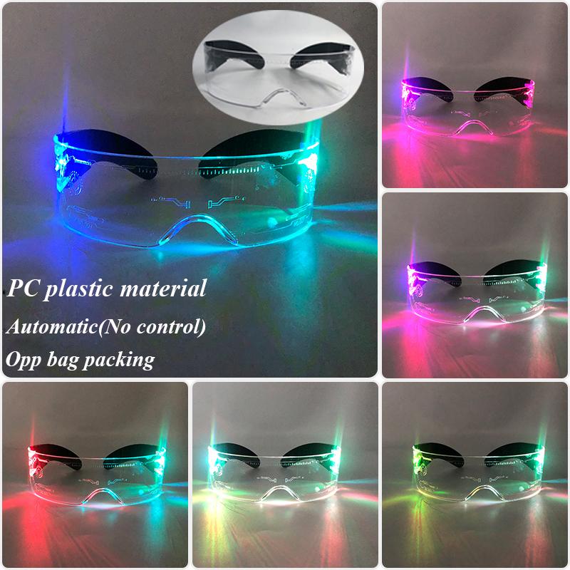 New Acrylic Luminous Glowing Cyberpunk Glasses LED Light Up Halloween Party Glasses Bar Club Props Neon Glasses Supplies