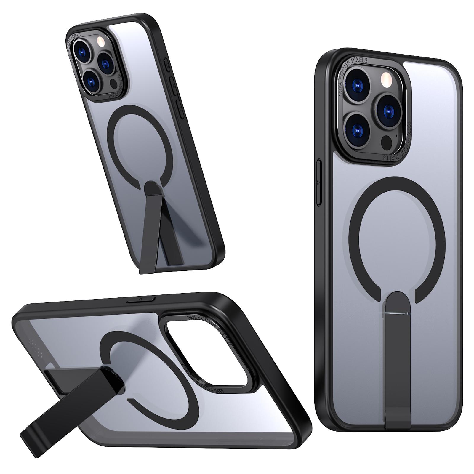 

For iPhone 14 Pro Max Case Compatible with MagSafe Kickstand TPU+Acrylic Phone Cover Black