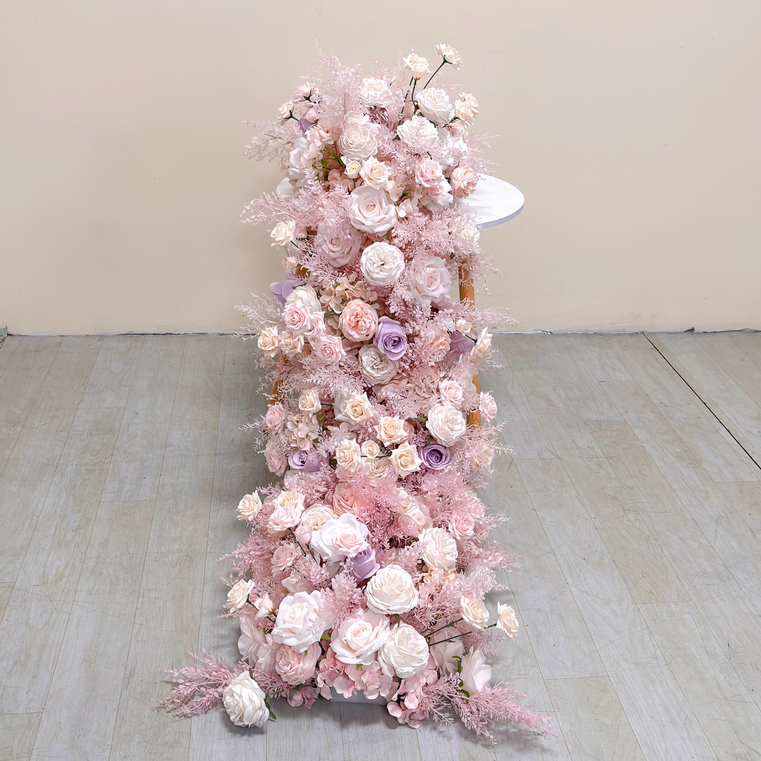 

UFlower 200 см Искусственные Смешанные Цветы Розы и Гортензии для Свадебного Заднего Фона, Центральной Части Стола, Декора Вечеринки, Декораций для Мероприятий 100x50cm