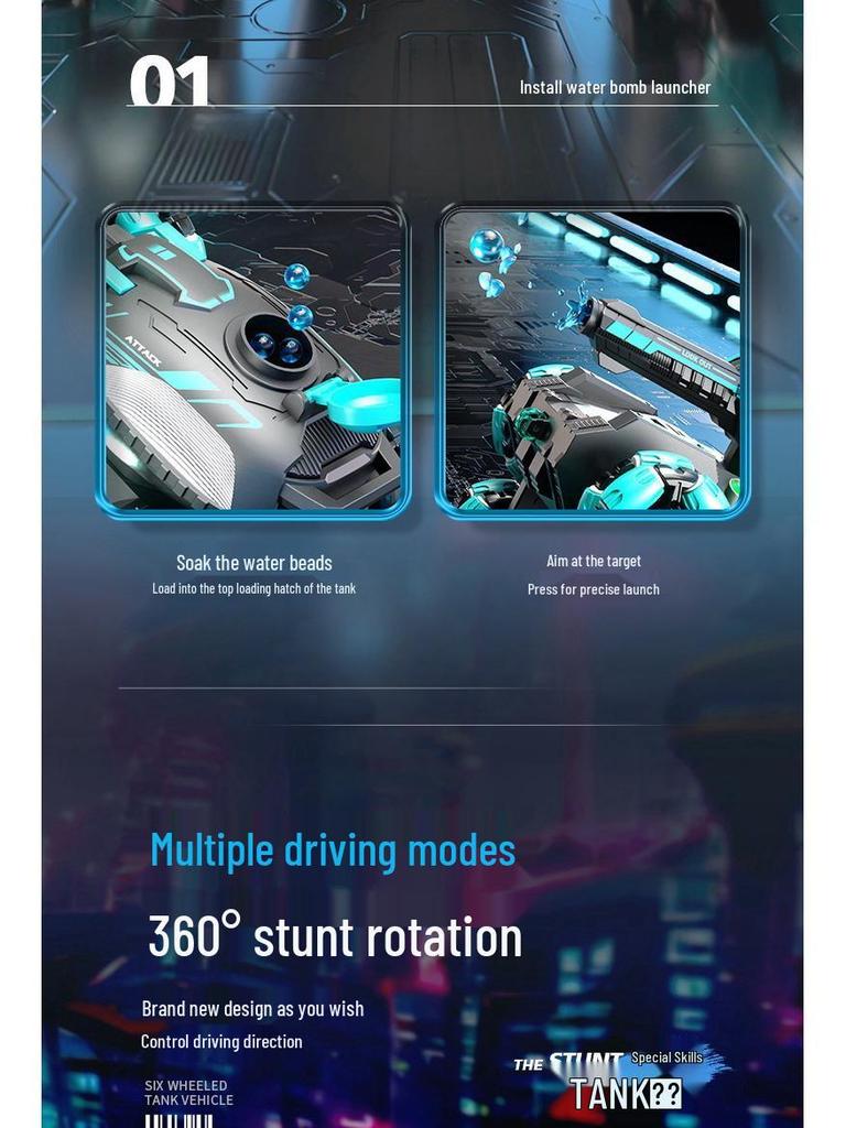 Remote Control Off-Road Stunt Tank with Gesture Sensing & Six-Wheel Climbing