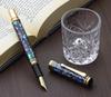 Xezo Maestro Fountain Extra Fine Nib Gift of Writing 18K Paua Each Unique Pen, (0.3mm Line), Series, Gold-Plated Abalone, Handmade, Serialized,