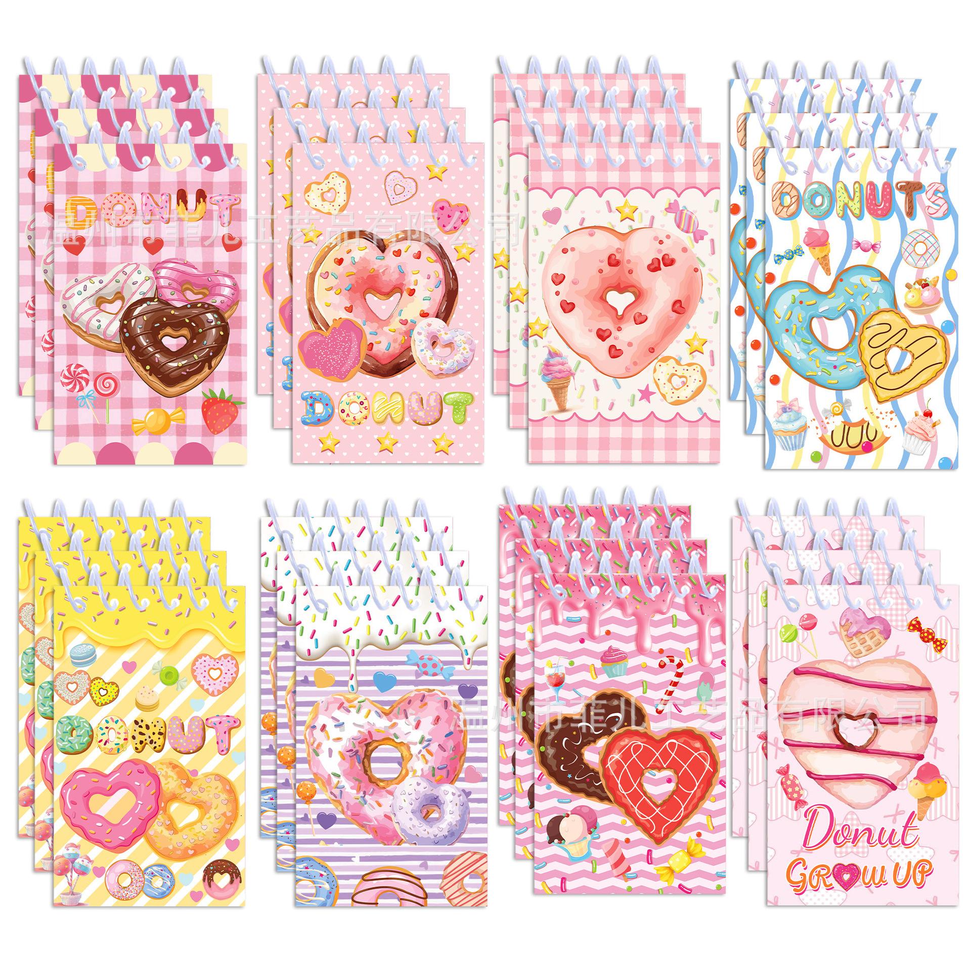 

8-Pack Donut Spiral Notebook Kawaii Mini Pocket Notepad Cute Vertical Flip Notebook for Student School Office Gift