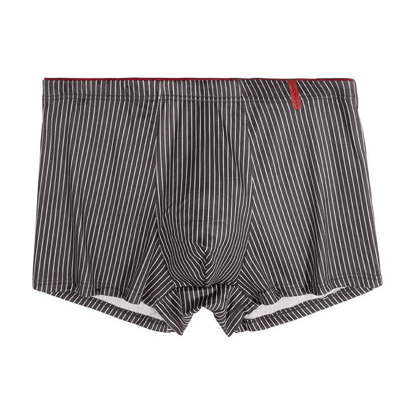 Men's Vertical Striped Soft Boxer Briefs - Breathable, Elastic, and Skin-Friendly.