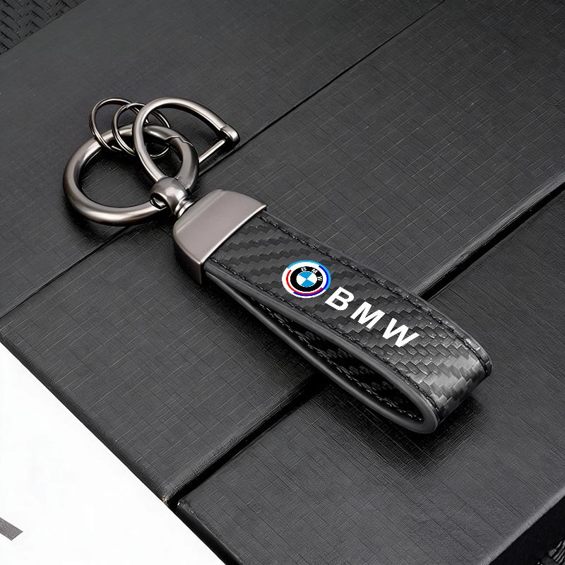 Carbon Fiber Leather Car Badge Keychain Keyring Holder Pendant For BMW 50th Anniversary M3 M4 M5 G42 G30 G20 E39 E87 F44 F07 F34 pzcr42