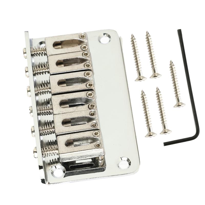 6 String 78mm Electric Guitar Hardtail Bridge Tail Pipe Top Load Saddle Bridge Compatible For Strat