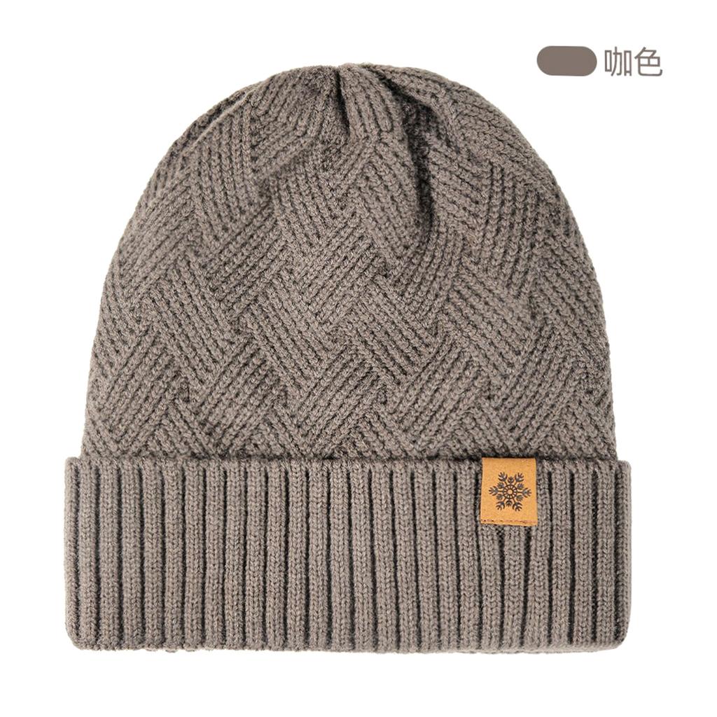 Knitted hat, men's autumn and winter thermal kit, double-layer plush wool knitted hat, scarf and gloves three-piece set