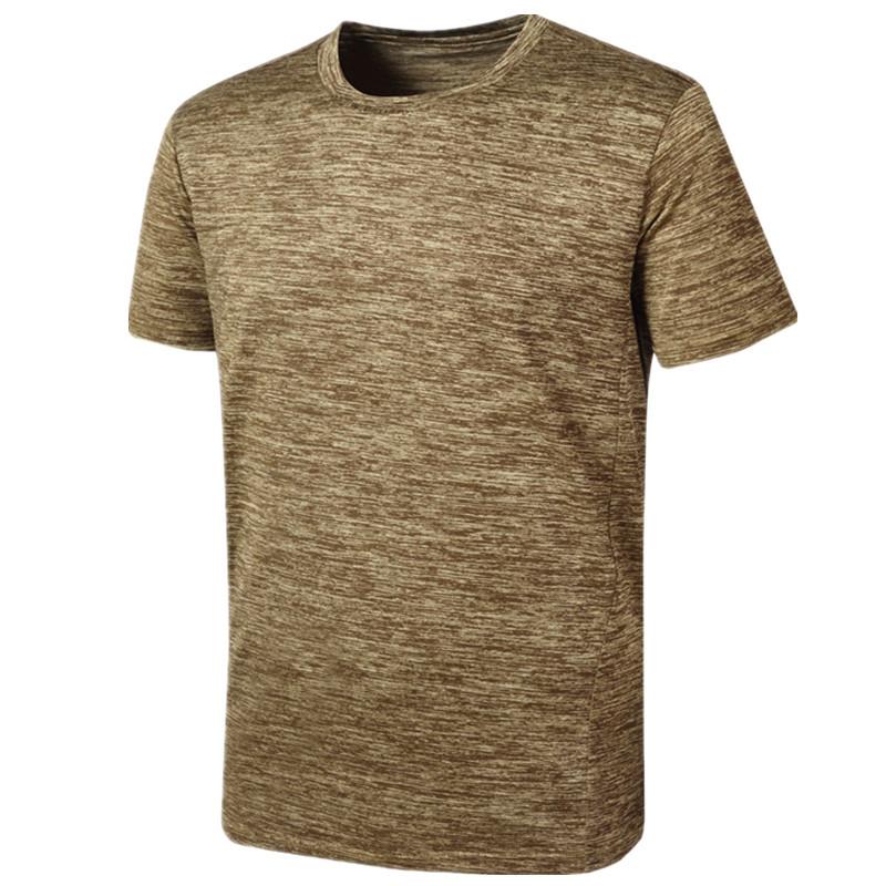 Quick-drying T-shirt Large size men's elastic short-sleeved sports running fitness breathable yoga thin top Quick-drying outdoor light and thin