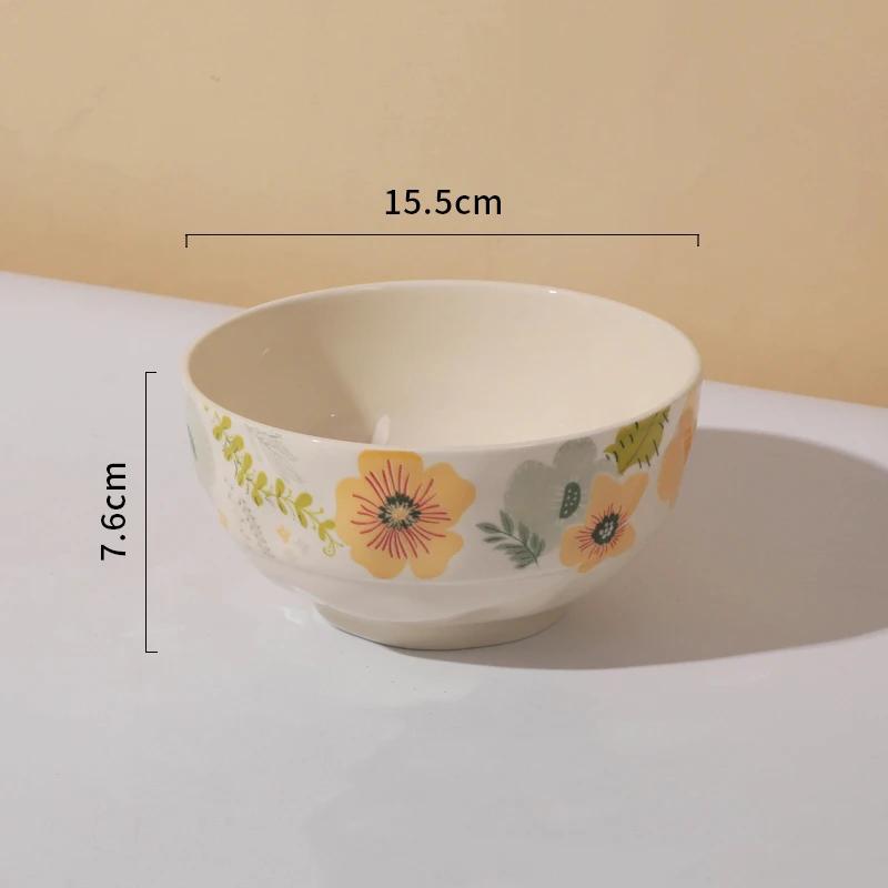 Exquisite Flowers Ceramic Plate Coffee Shop Afternoon Tea Dessert Fruit Plate Delicious Dishes Deep Soup Plates Home Tableware