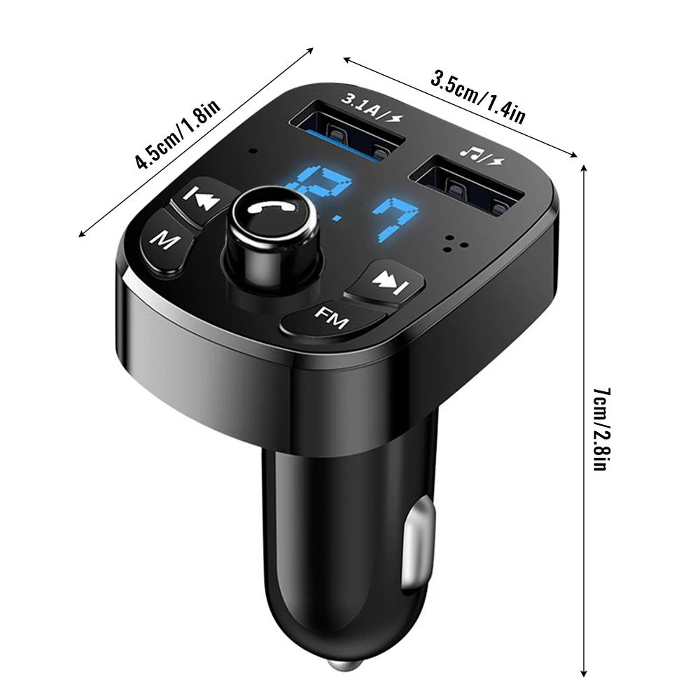 Bluetooth FM Transmitter Car Hands-Free Calling Radio Receiver Mp3 Music Stereo Adapter Dual USB Port Charger with LED Display