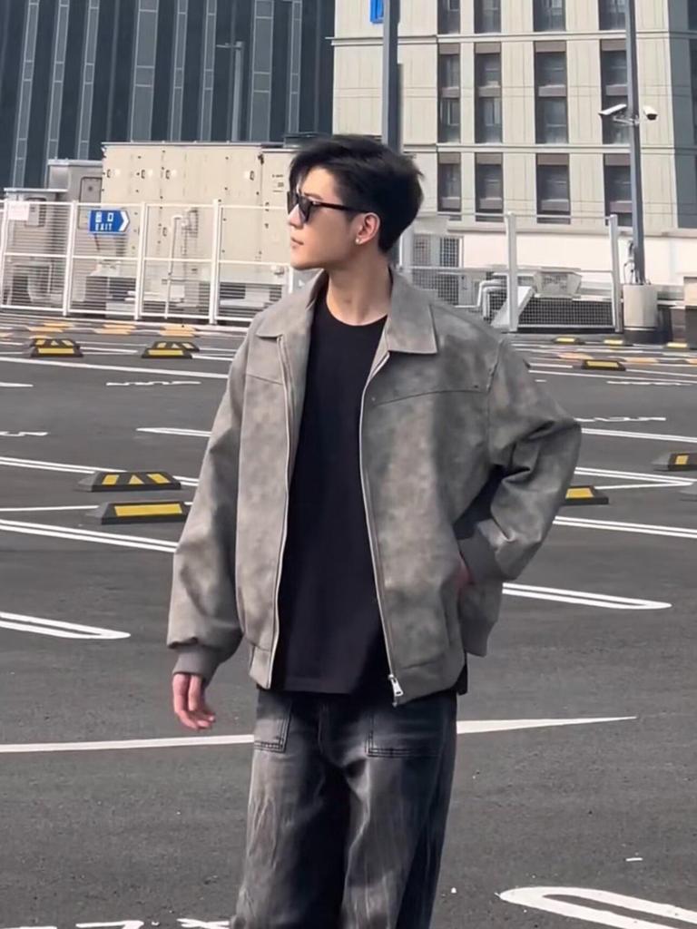 Men's Retro PU Leather Rivet Baseball Jacket - Meilade Spring & Autumn Style Couple Outerwear.