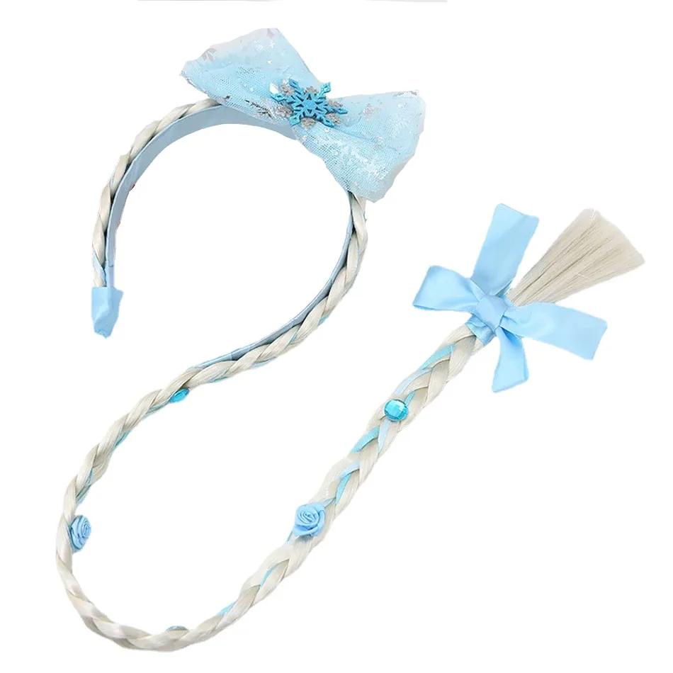 Prinzessin Mädchen Blumen Stirnband Blume Fary Verkleiden Weben Langer Zopf Perücke Stirnband Kinder Halloween Rapunzel Cosplay Kopfschmuck